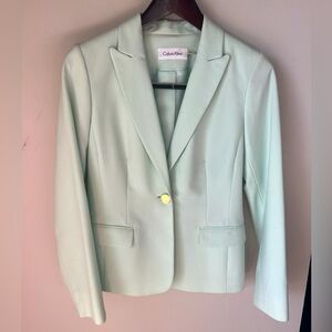 Seafoam Green Women’s Calvin Klein Suit Jacket | Size 6P | Excellent Condition